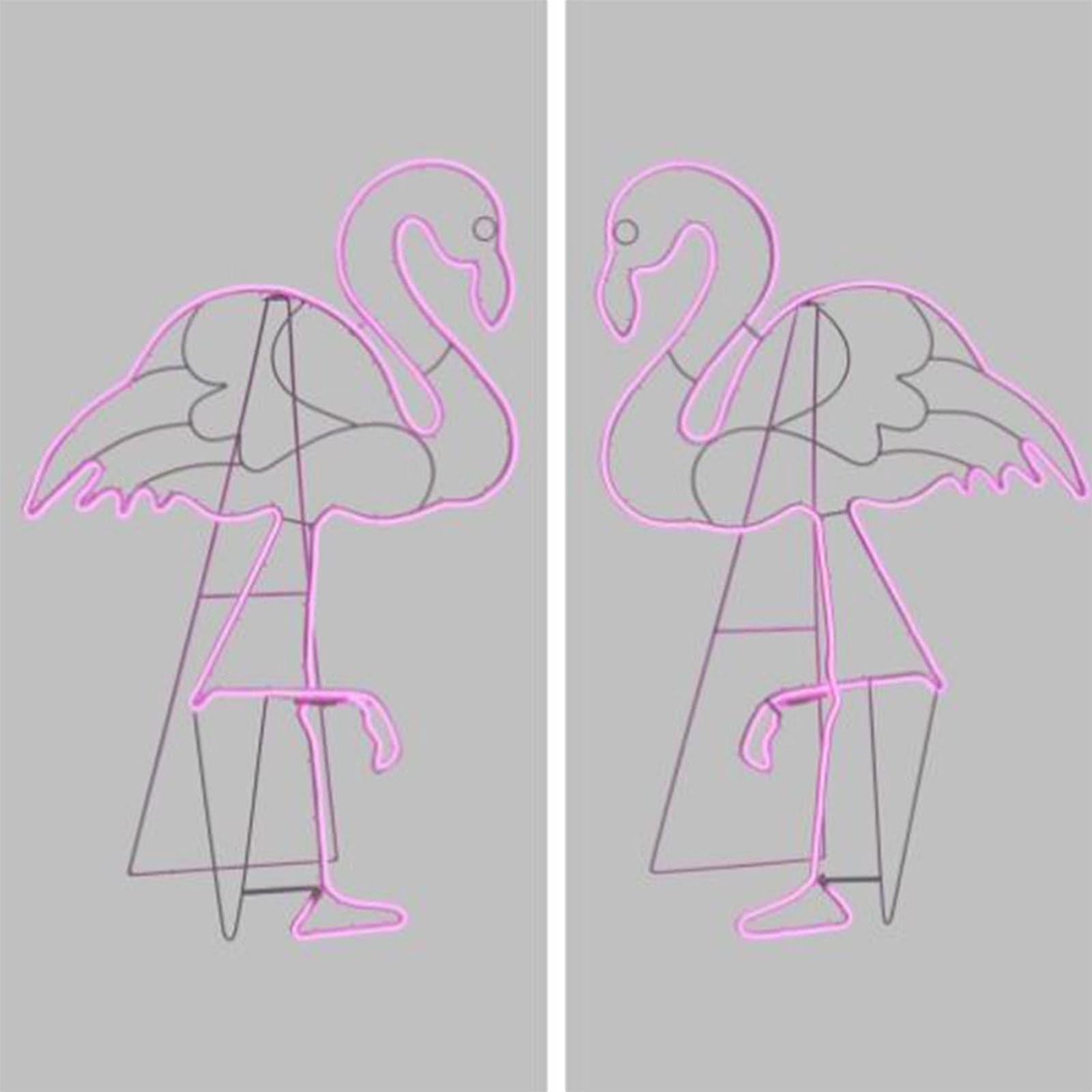 FIGURA LUMINOSA FENICOTTERO A LED EFFETTO NEON H 115 CM BIFACCIALE DA GIARDINO