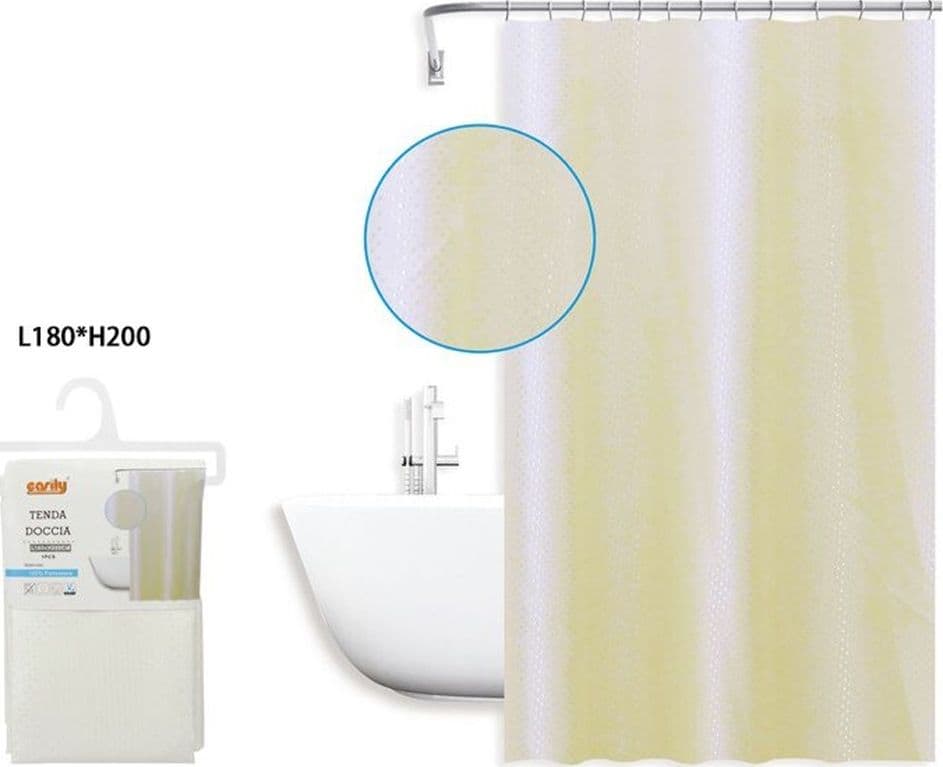TENDA DOCCIA ANTIMUFFA IMPERMEABILE 180X200 CM BIANCA GIALLA TEXTURE ROMBI 59817 - 2