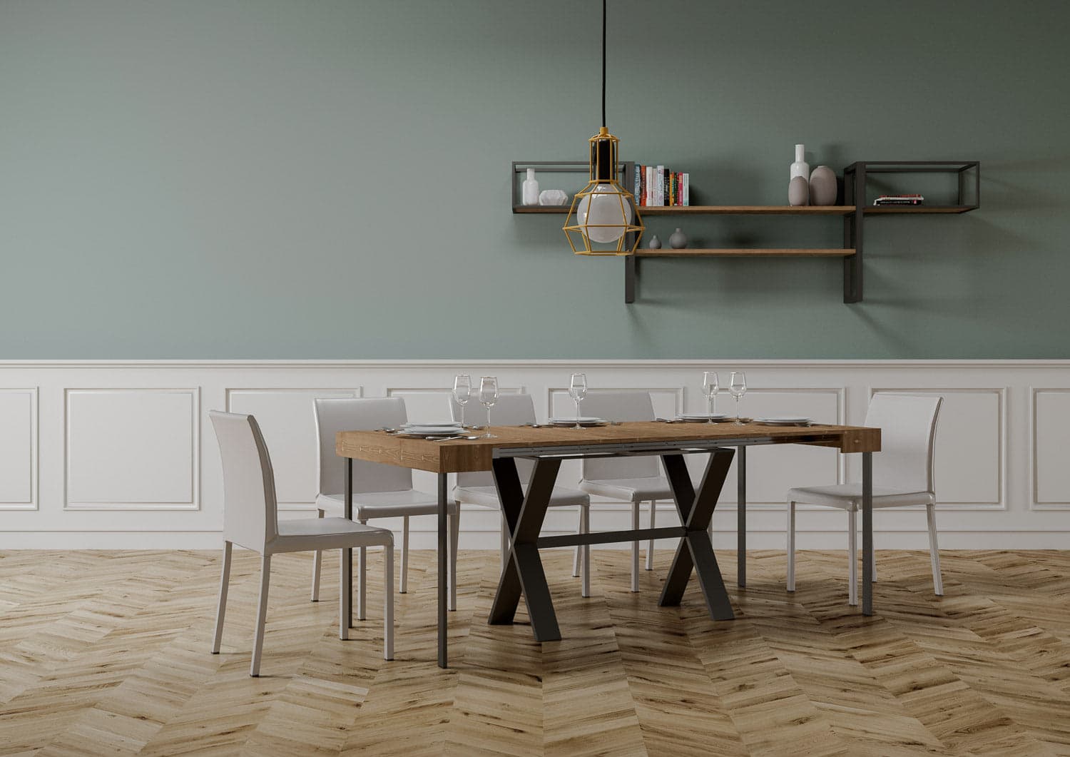 Tavolo consolle "Perugia" allungabile in legno per sala da pranzo in Credenze Decor Space - Altamura, commercioVirtuoso.it