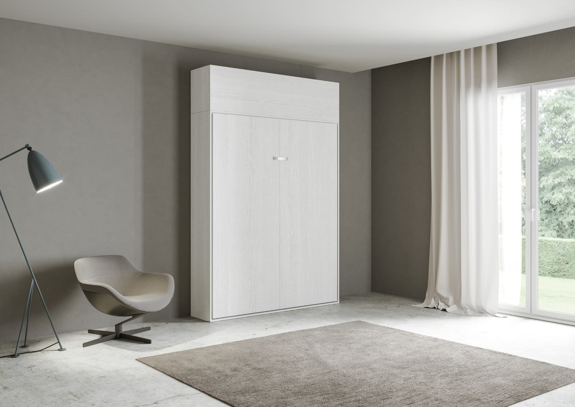 Letto "Milano" matrimoniale a scomparsa, in legno, con apertura verticale, per camera da letto in Materassi Decor Space - Altamura, commercioVirtuoso.it