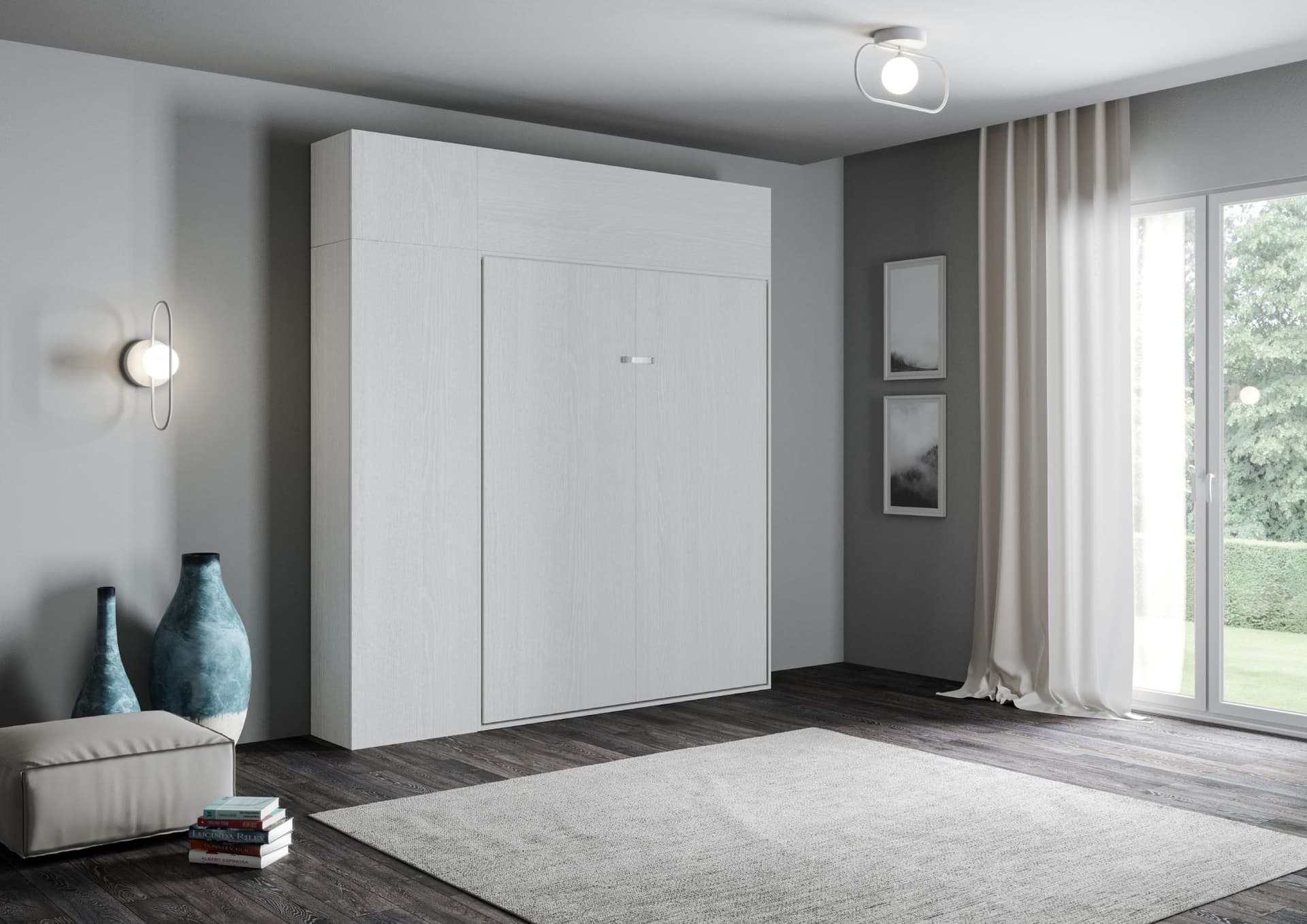 Letto "Milano" matrimoniale a scomparsa, in legno, con apertura verticale, per camera da letto in Materassi Decor Space - Altamura, commercioVirtuoso.it