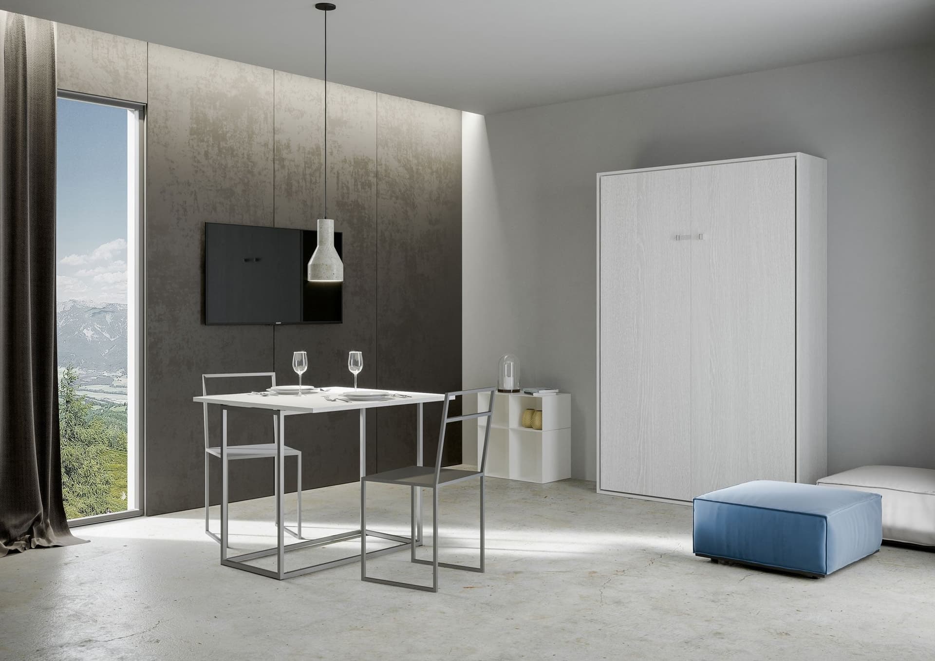 Letto "Milano" matrimoniale a scomparsa, in legno, con apertura verticale, per camera da letto in Materassi Decor Space - Altamura, commercioVirtuoso.it