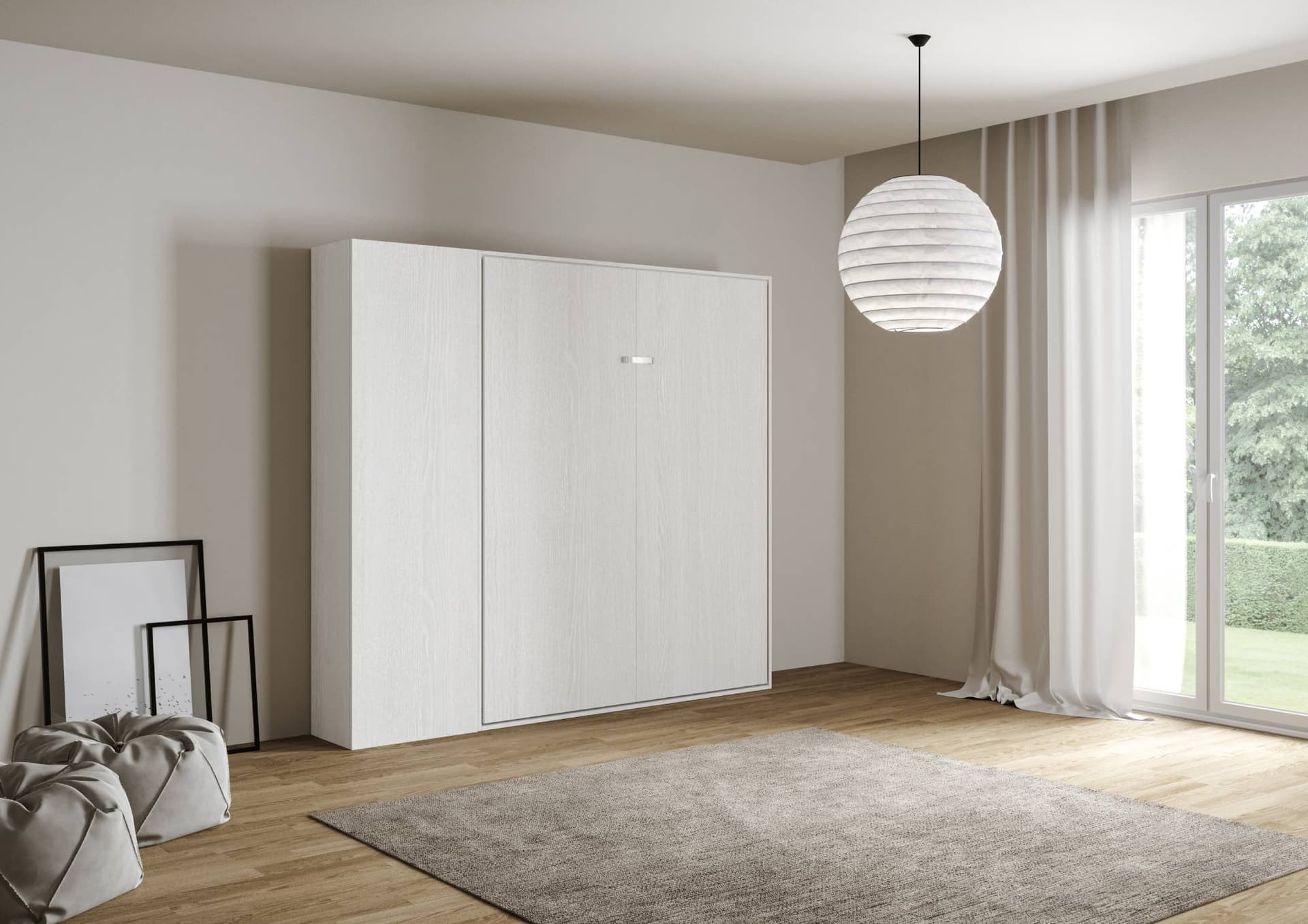 Letto "Milano" matrimoniale a scomparsa, in legno, con apertura verticale, per camera da letto in Materassi Decor Space - Altamura, commercioVirtuoso.it