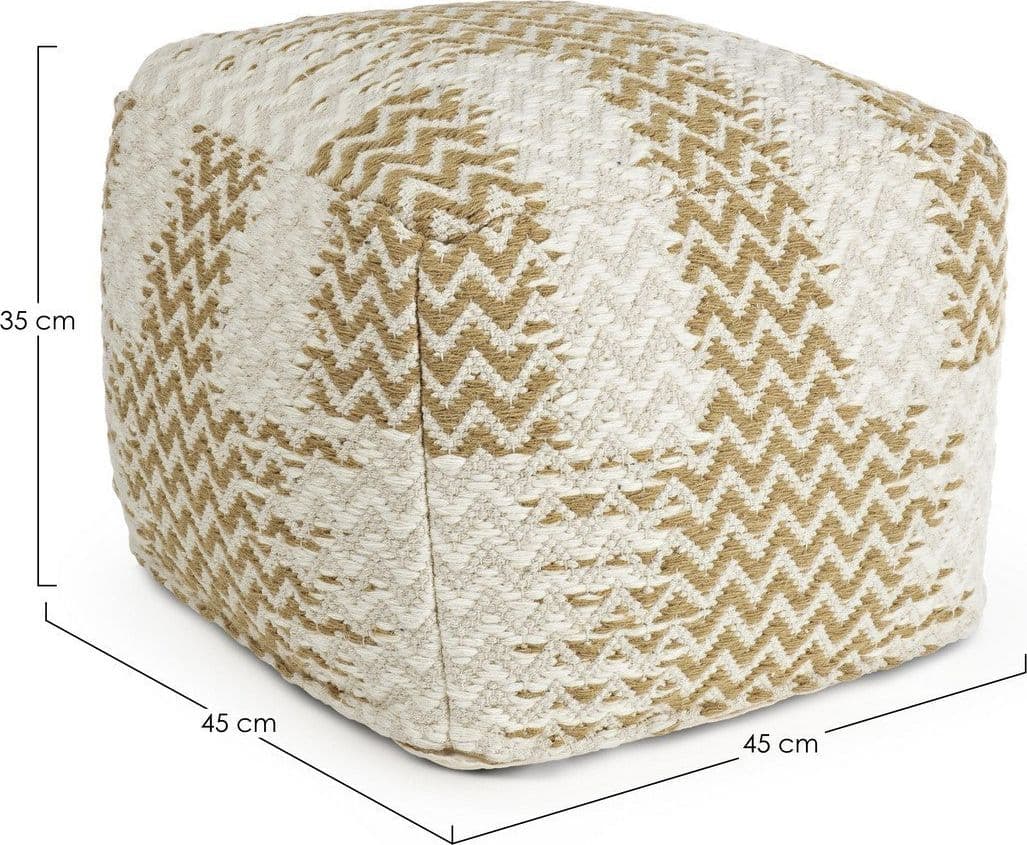 Poltrona Pouf "Timbuctu" per interno, con rivestimento in cotone e lana da 45x45x35 cm in Ottomane e poggiapiedi Decor Space - Altamura, commercioVirtuoso.it