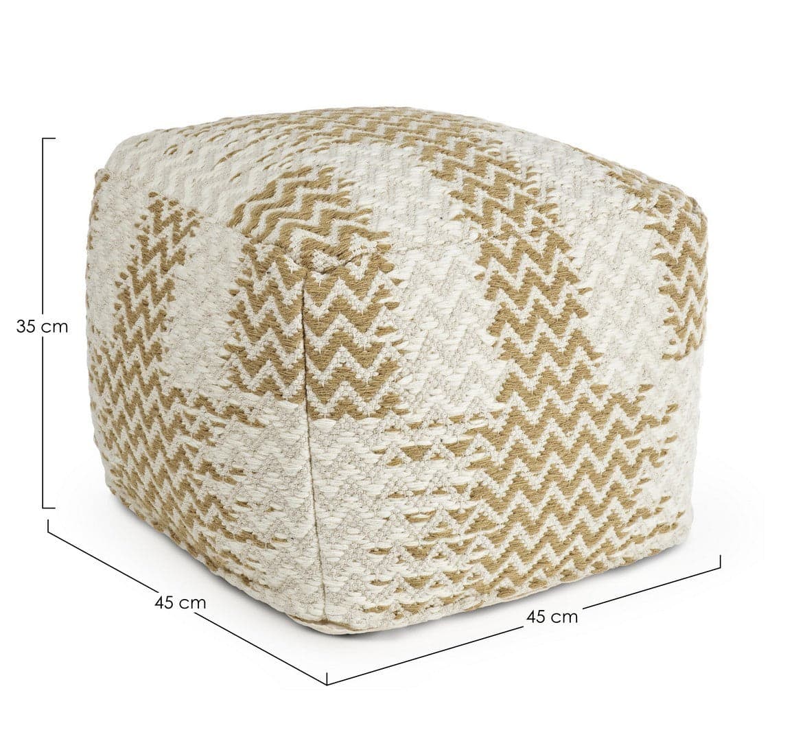 Poltrona Pouf "Timbuctu" per interno, con rivestimento in cotone e lana da 45x45x35 cm in Ottomane e poggiapiedi Decor Space - Altamura, commercioVirtuoso.it