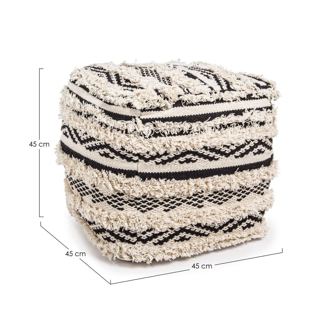 Poltrona Pouf "Yucatan" per interno, con rivestimento in 100% cotone da 45x45x35 cm in Ottomane e poggiapiedi Decor Space - Altamura, commercioVirtuoso.it