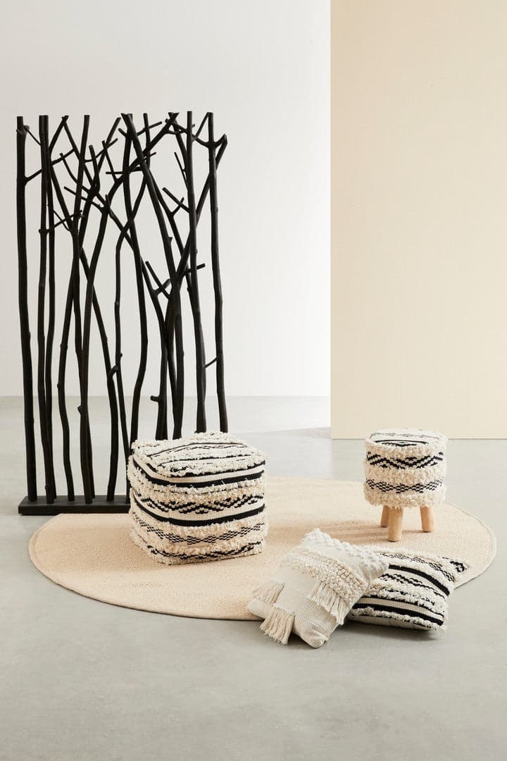 Poltrona Pouf "Yucatan" per interno, con rivestimento in 100% cotone da 45x45x35 cm in Ottomane e poggiapiedi Decor Space - Altamura, commercioVirtuoso.it