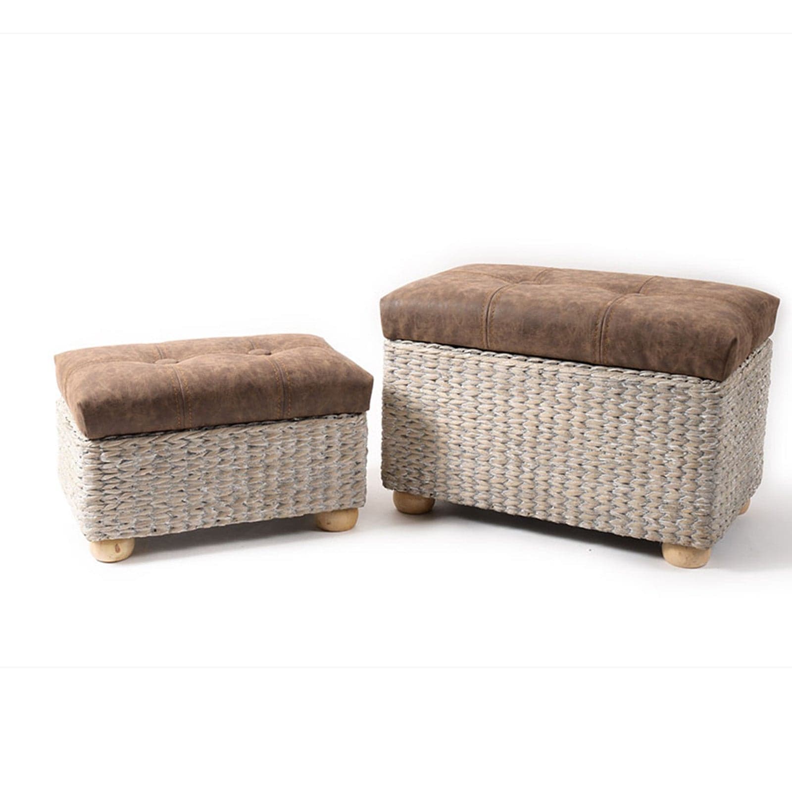 Set 2 Pouf contenitori rettangolari con seduta in ecopelle arredamento moderno in Ottomane e poggiapiedi Decor Space - Altamura, commercioVirtuoso.it