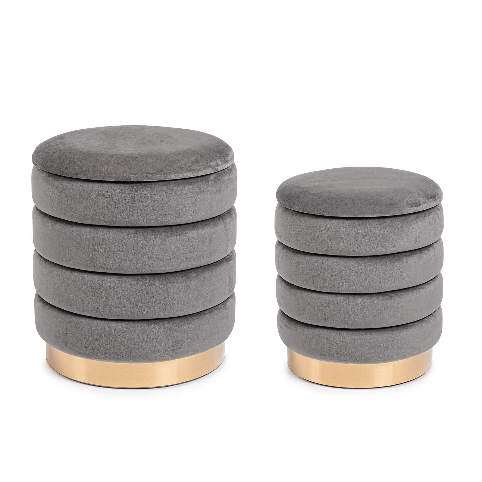 Pouf contenitori in velluto "Darina" per arredamento moderno da interno in Ottomane e poggiapiedi Decor Space - Altamura, commercioVirtuoso.it