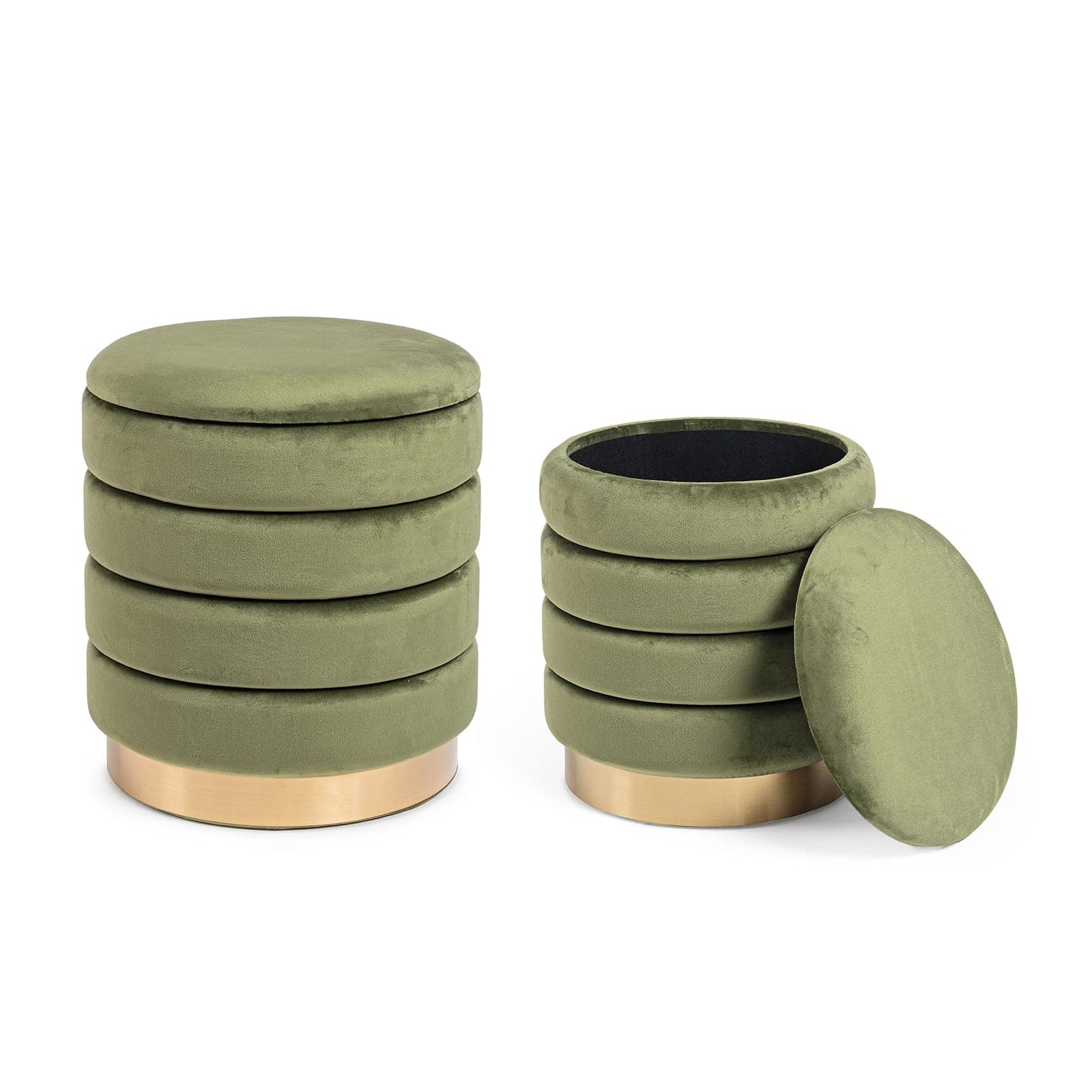Pouf contenitori in velluto "Darina" per arredamento moderno da interno in Ottomane e poggiapiedi Decor Space - Altamura, commercioVirtuoso.it