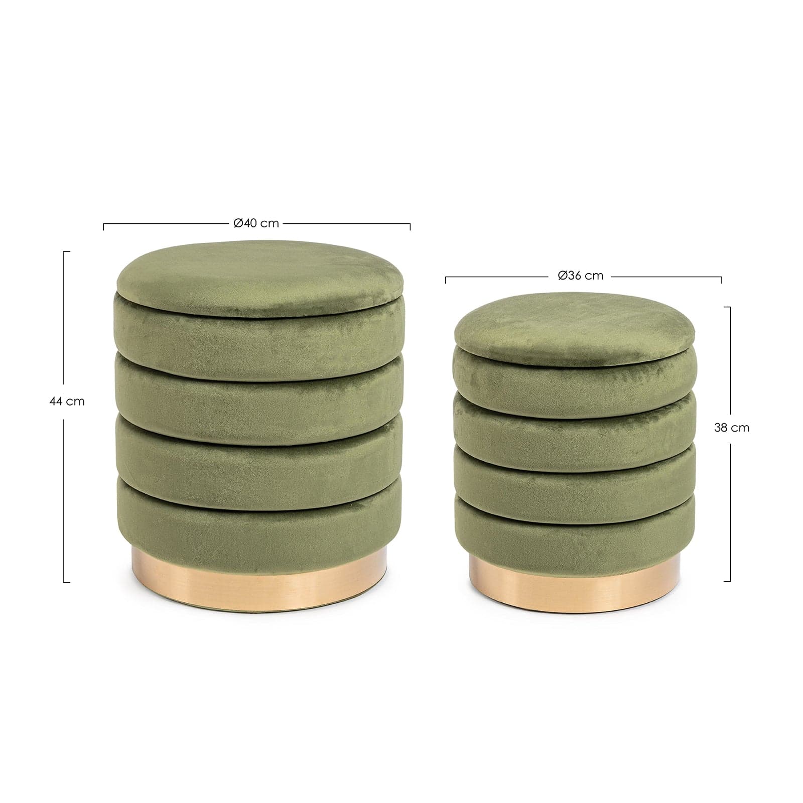 Pouf contenitori in velluto "Darina" per arredamento moderno da interno in Ottomane e poggiapiedi Decor Space - Altamura, commercioVirtuoso.it