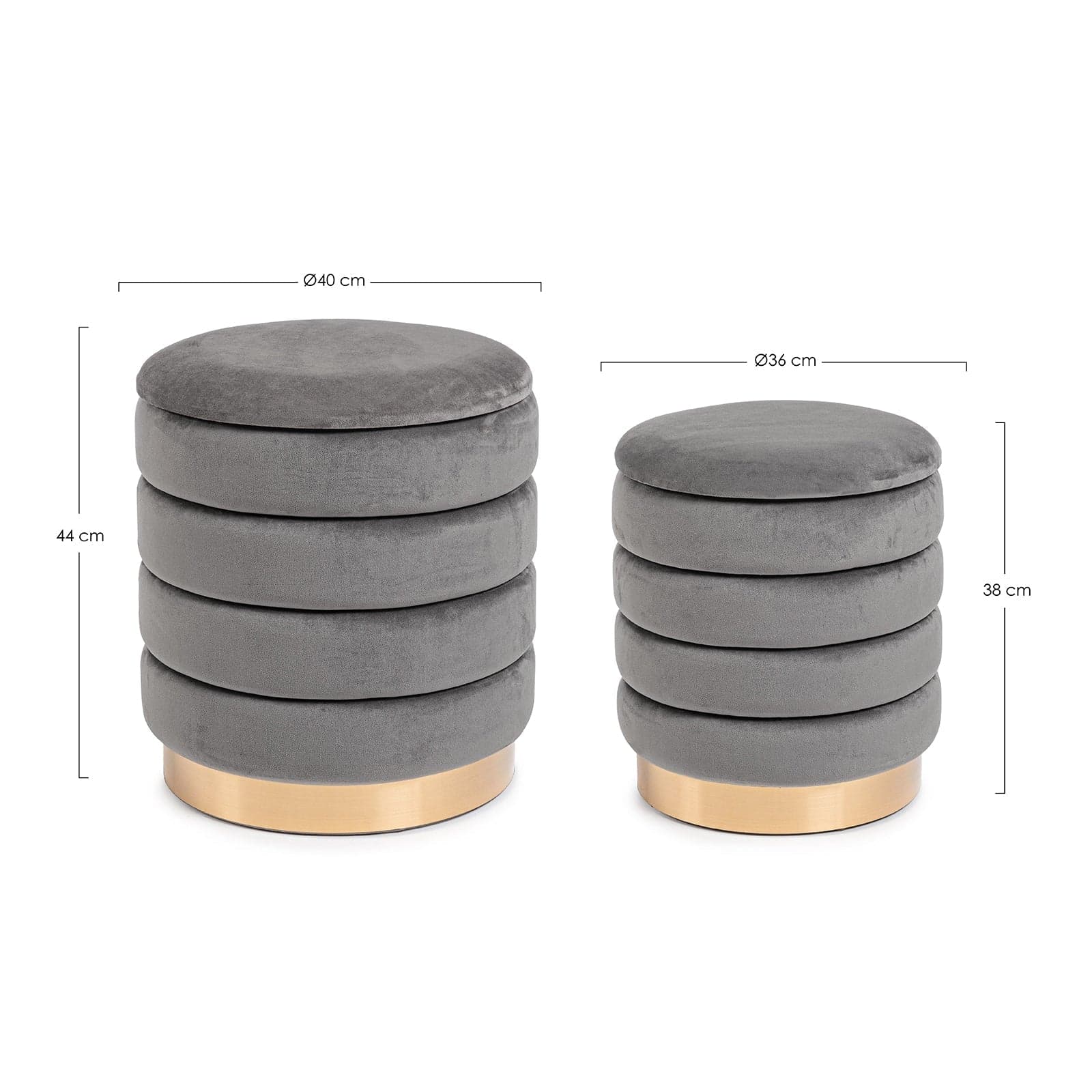 Pouf contenitori in velluto "Darina" per arredamento moderno da interno in Ottomane e poggiapiedi Decor Space - Altamura, commercioVirtuoso.it