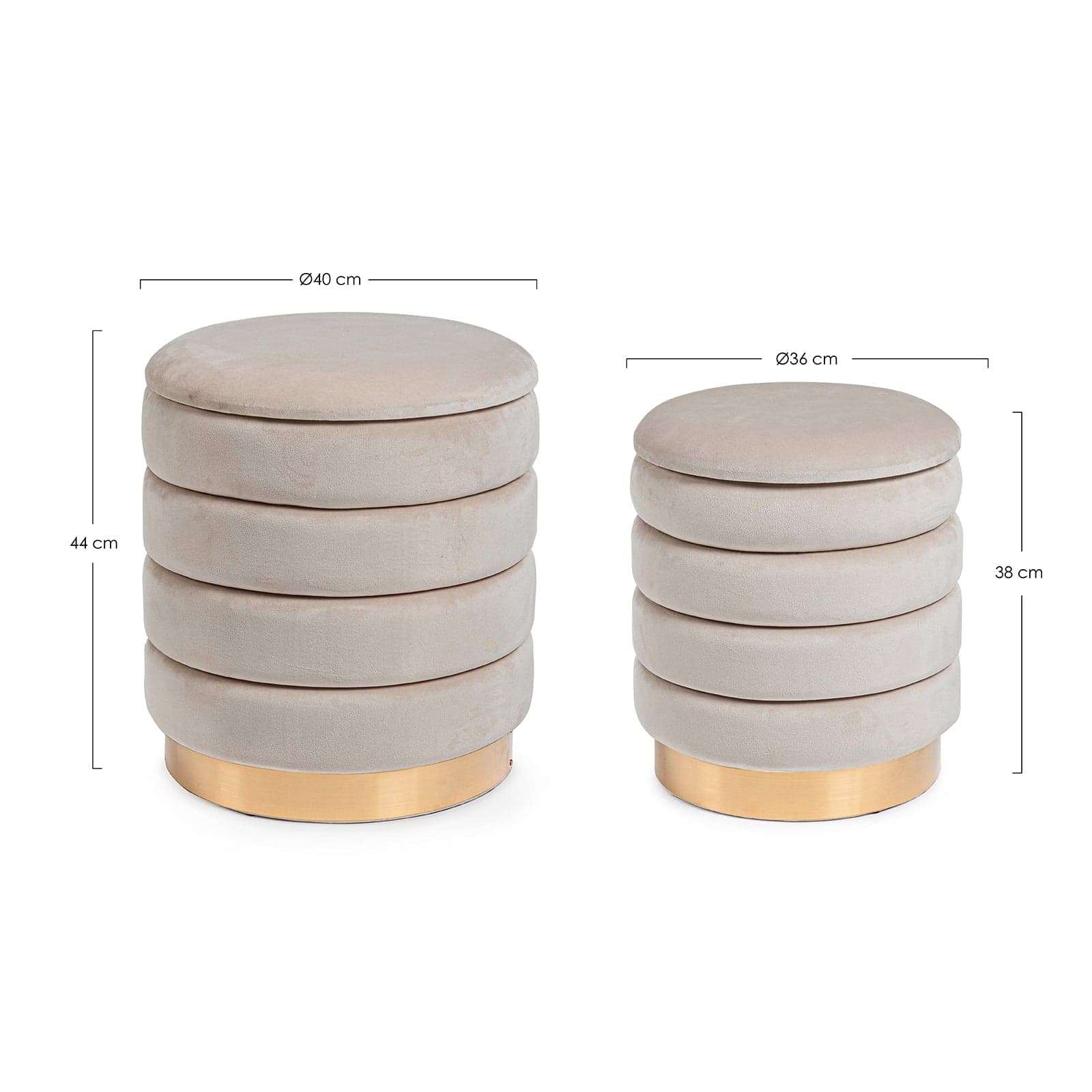 Pouf contenitori in velluto "Darina" per arredamento moderno da interno in Ottomane e poggiapiedi Decor Space - Altamura, commercioVirtuoso.it
