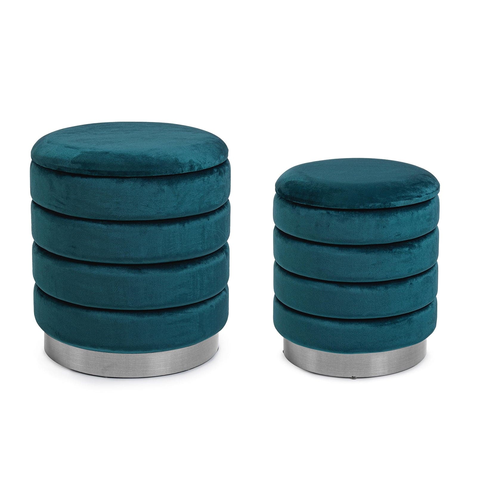 Pouf contenitori in velluto "Darina" per arredamento moderno da interno in Ottomane e poggiapiedi Decor Space - Altamura, commercioVirtuoso.it