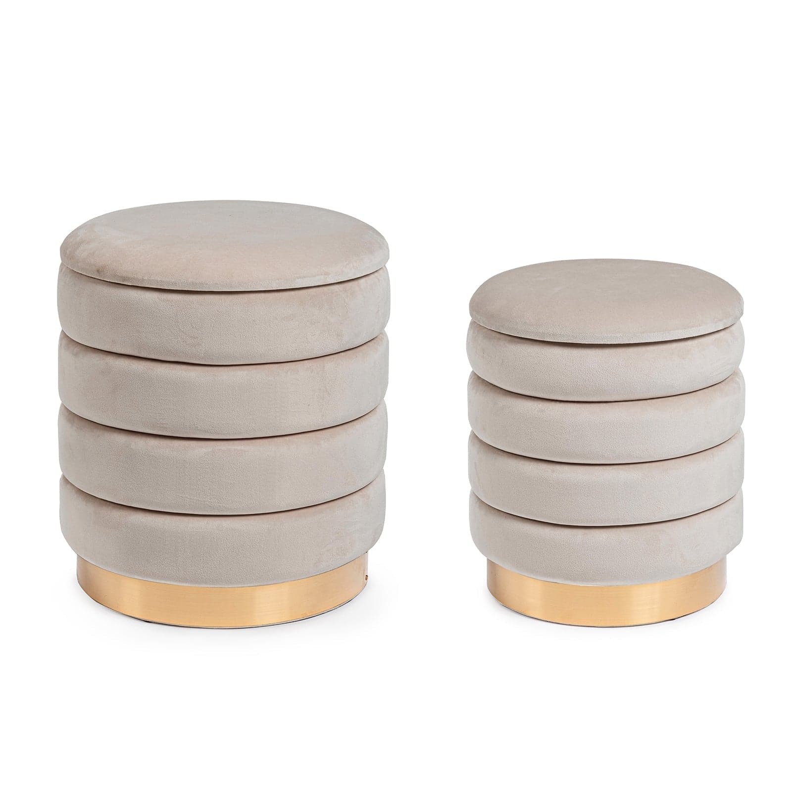 Pouf contenitori in velluto "Darina" per arredamento moderno da interno in Ottomane e poggiapiedi Decor Space - Altamura, commercioVirtuoso.it