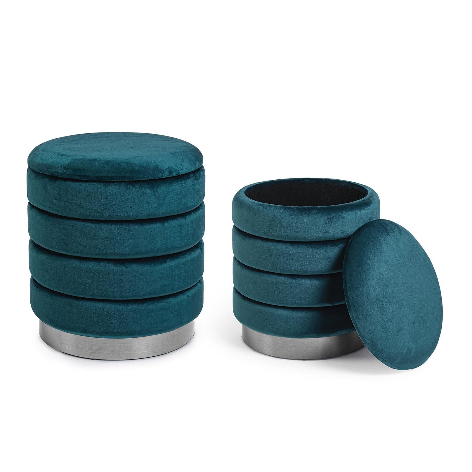 Pouf contenitori in velluto "Darina" per arredamento moderno da interno in Ottomane e poggiapiedi Decor Space - Altamura, commercioVirtuoso.it