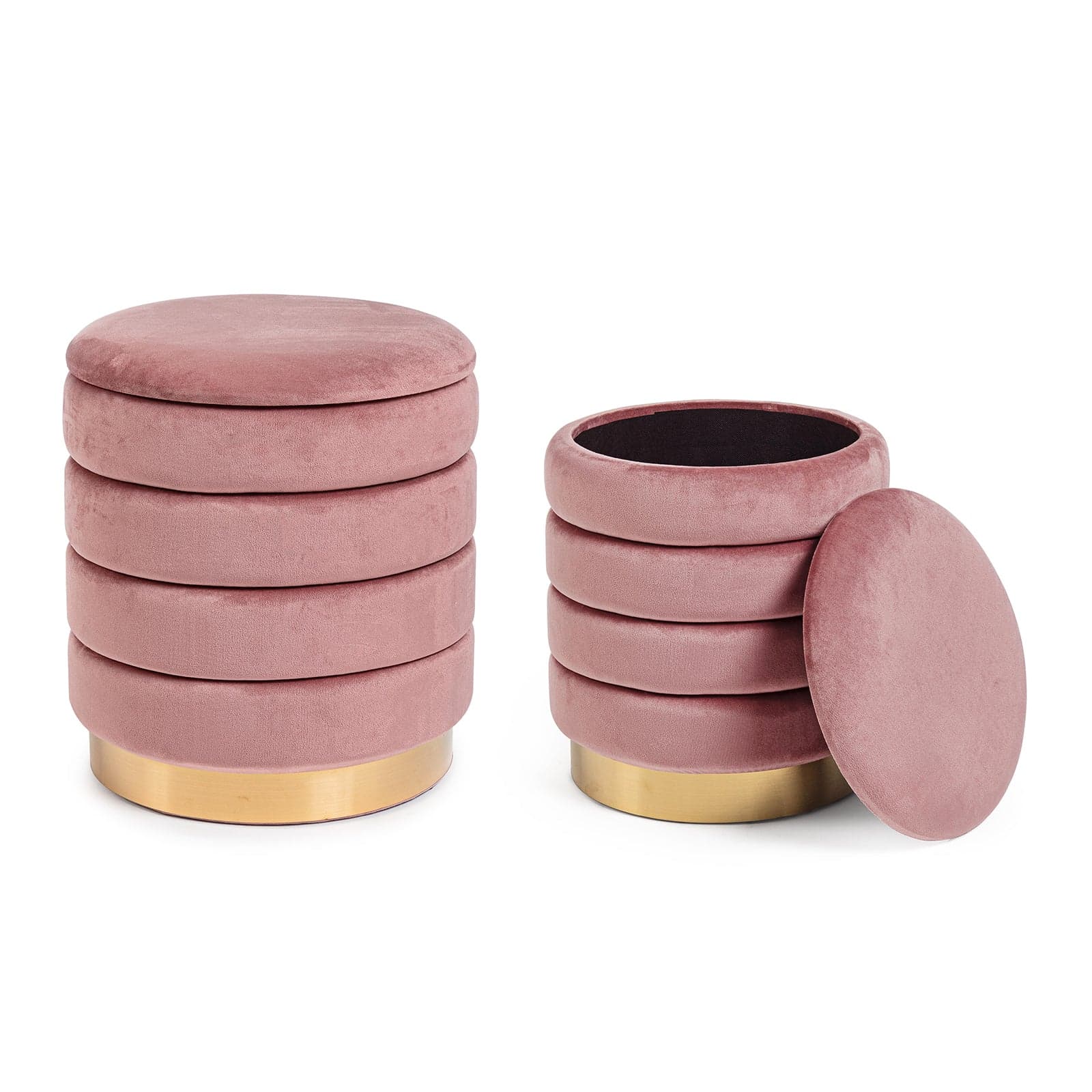 Pouf contenitori in velluto "Darina" per arredamento moderno da interno in Ottomane e poggiapiedi Decor Space - Altamura, commercioVirtuoso.it