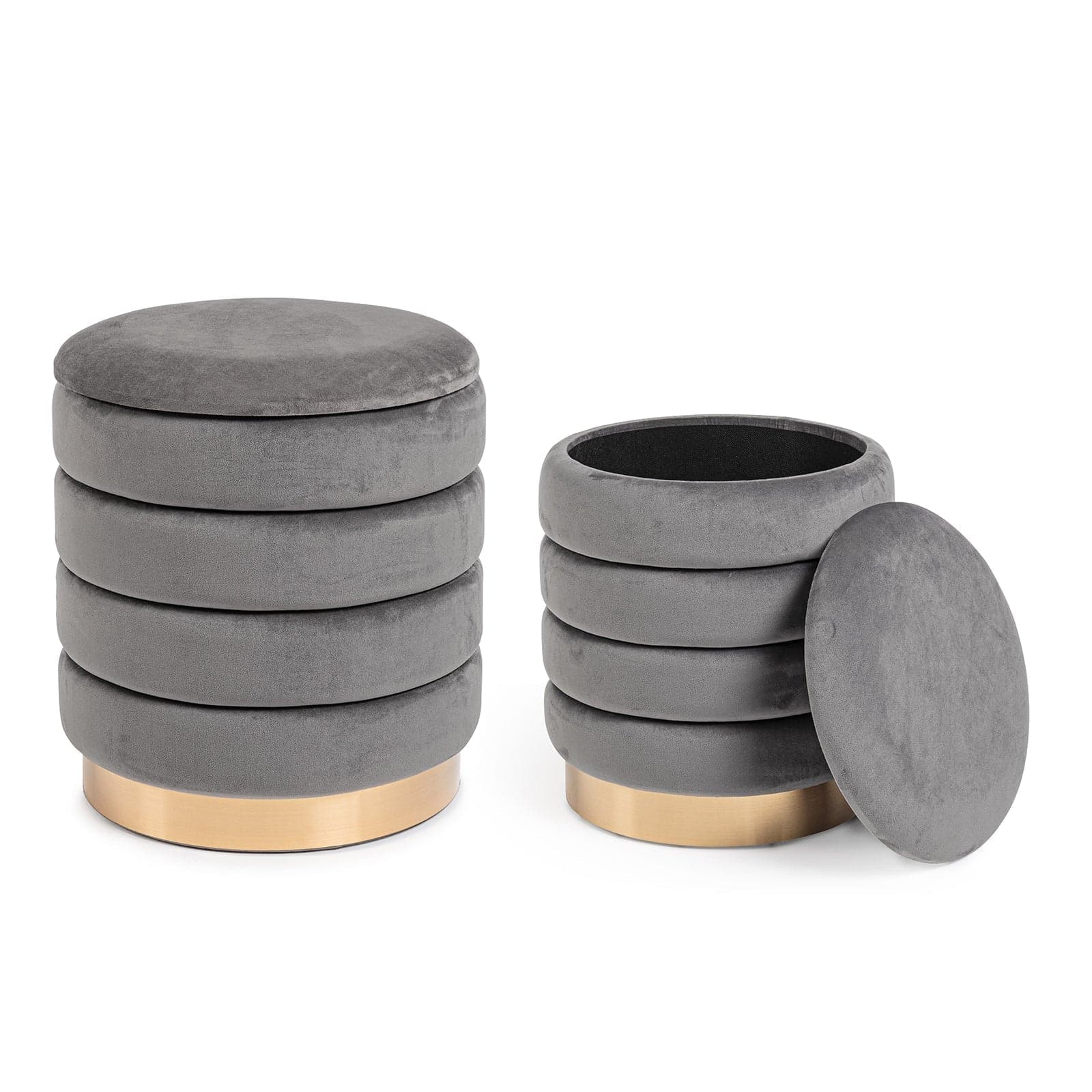 Pouf contenitori in velluto "Darina" per arredamento moderno da interno in Ottomane e poggiapiedi Decor Space - Altamura, commercioVirtuoso.it