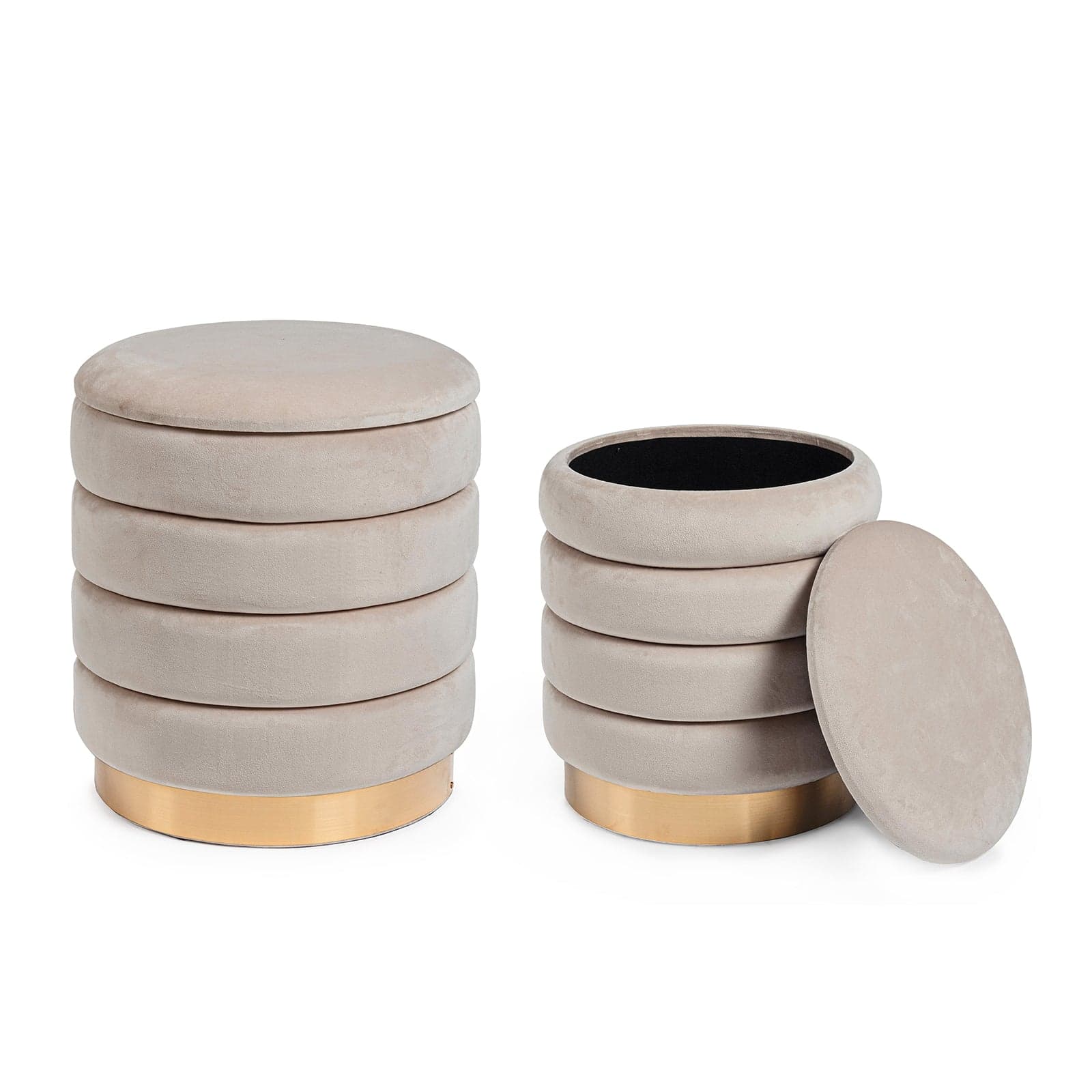 Pouf contenitori in velluto "Darina" per arredamento moderno da interno in Ottomane e poggiapiedi Decor Space - Altamura, commercioVirtuoso.it