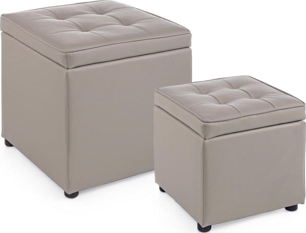 Set 2 Pouf "Belville" per interno, con struttura in legno di pino in Ottomane e poggiapiedi Decor Space - Altamura, commercioVirtuoso.it