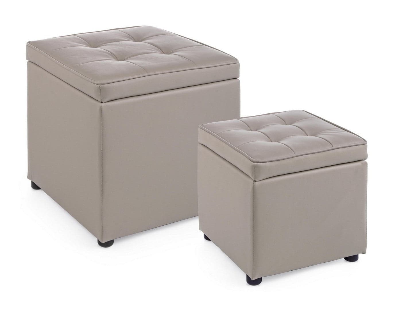 Set 2 Pouf "Belville" per interno, con struttura in legno di pino in Ottomane e poggiapiedi Decor Space - Altamura, commercioVirtuoso.it