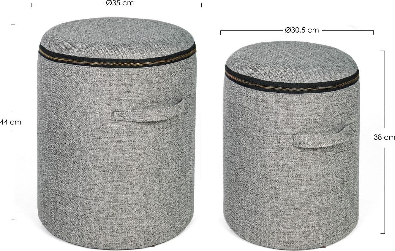 Poltrona Pouf "Radmila" per interno, con struttura in mdf e compensato set da 2 pezzi in Ottomane e poggiapiedi Decor Space - Altamura, commercioVirtuoso.it