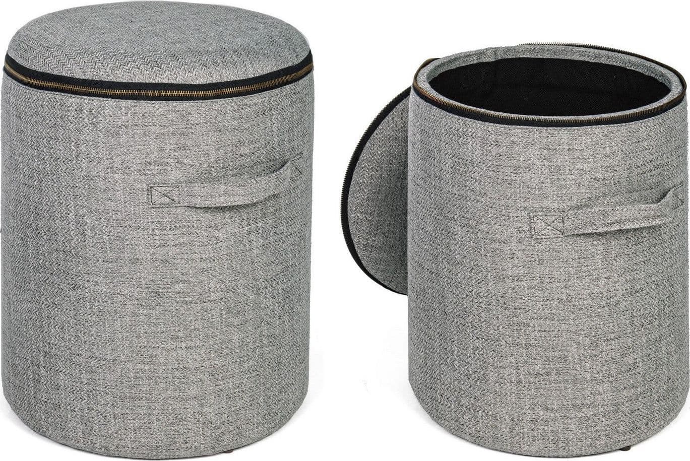 Poltrona Pouf "Radmila" per interno, con struttura in mdf e compensato set da 2 pezzi in Ottomane e poggiapiedi Decor Space - Altamura, commercioVirtuoso.it