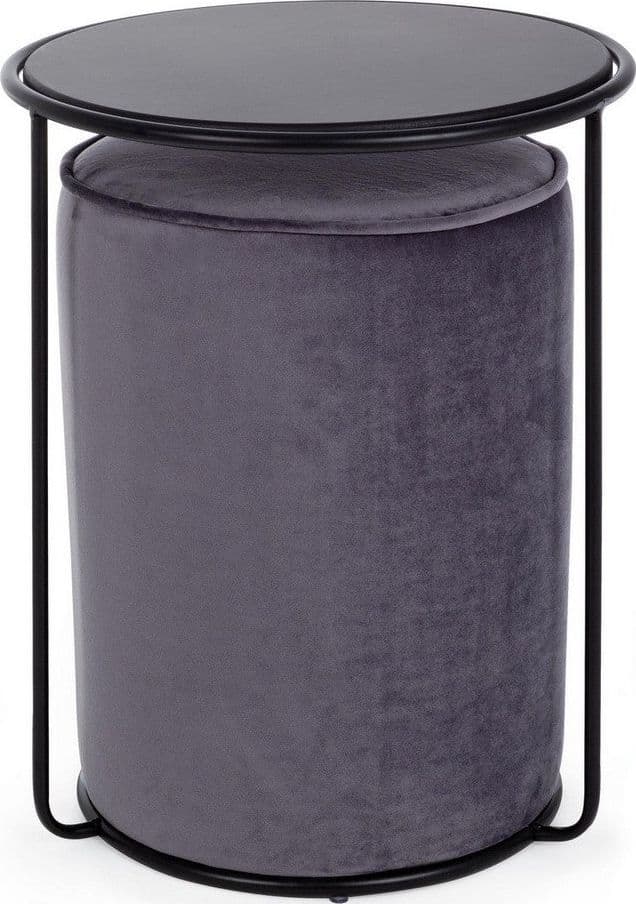 Poltrona Pouf "Annika" per interno, con struttura in acciaio verniciato a polvere epossidica e mdf set da 2 pezzi in Ottomane e poggiapiedi Decor Space - Altamura, commercioVirtuoso.it