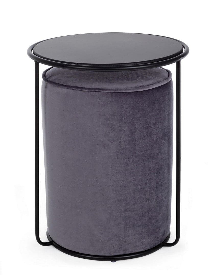 Poltrona Pouf "Annika" per interno, con struttura in acciaio verniciato a polvere epossidica e mdf set da 2 pezzi in Ottomane e poggiapiedi Decor Space - Altamura, commercioVirtuoso.it