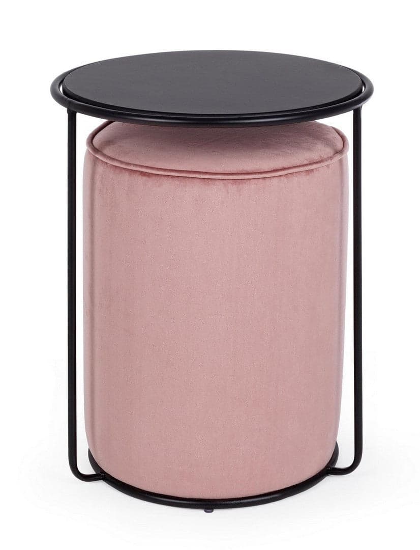 Poltrona Pouf "Annika" per interno, con struttura in acciaio verniciato a polvere epossidica e mdf set da 2 pezzi in Ottomane e poggiapiedi Decor Space - Altamura, commercioVirtuoso.it