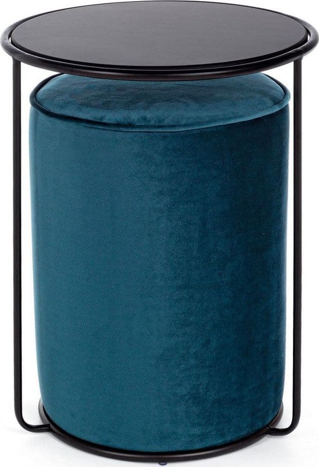 Poltrona Pouf "Annika" per interno, con struttura in acciaio verniciato a polvere epossidica e mdf set da 2 pezzi in Ottomane e poggiapiedi Decor Space - Altamura, commercioVirtuoso.it