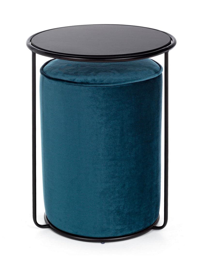Poltrona Pouf "Annika" per interno, con struttura in acciaio verniciato a polvere epossidica e mdf set da 2 pezzi in Ottomane e poggiapiedi Decor Space - Altamura, commercioVirtuoso.it