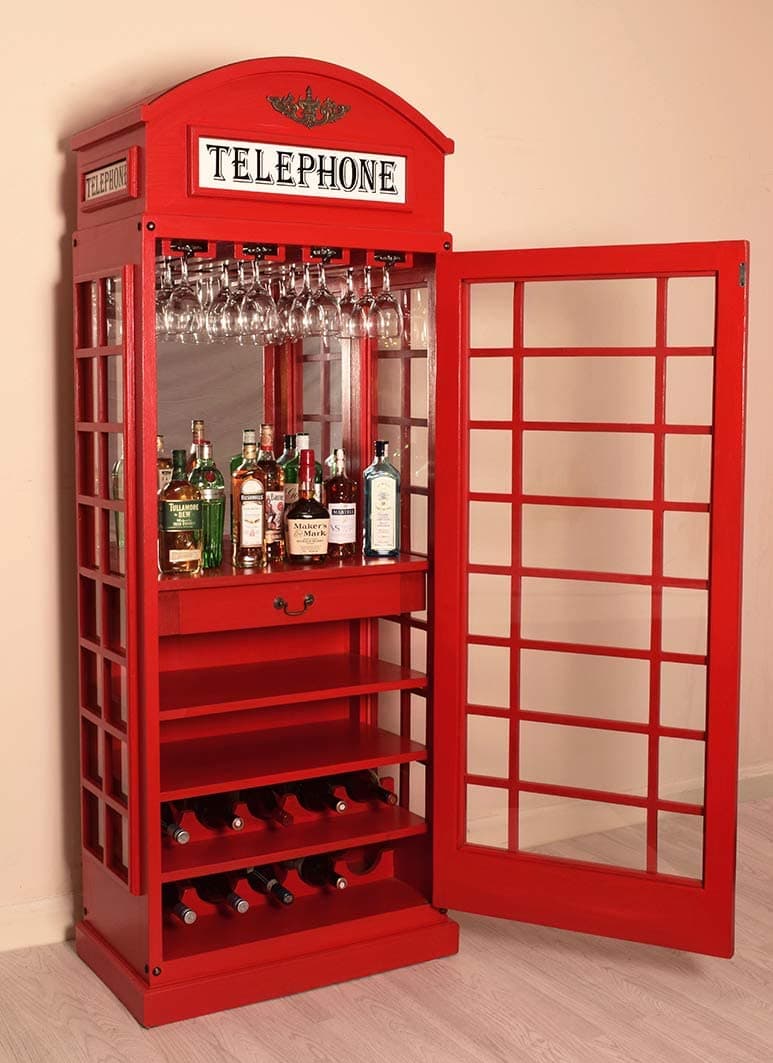 Libreria cabina telefonica Inglese, Mobile Bar londinese con vetri laterali in Librerie Decor Space - Altamura, commercioVirtuoso.it
