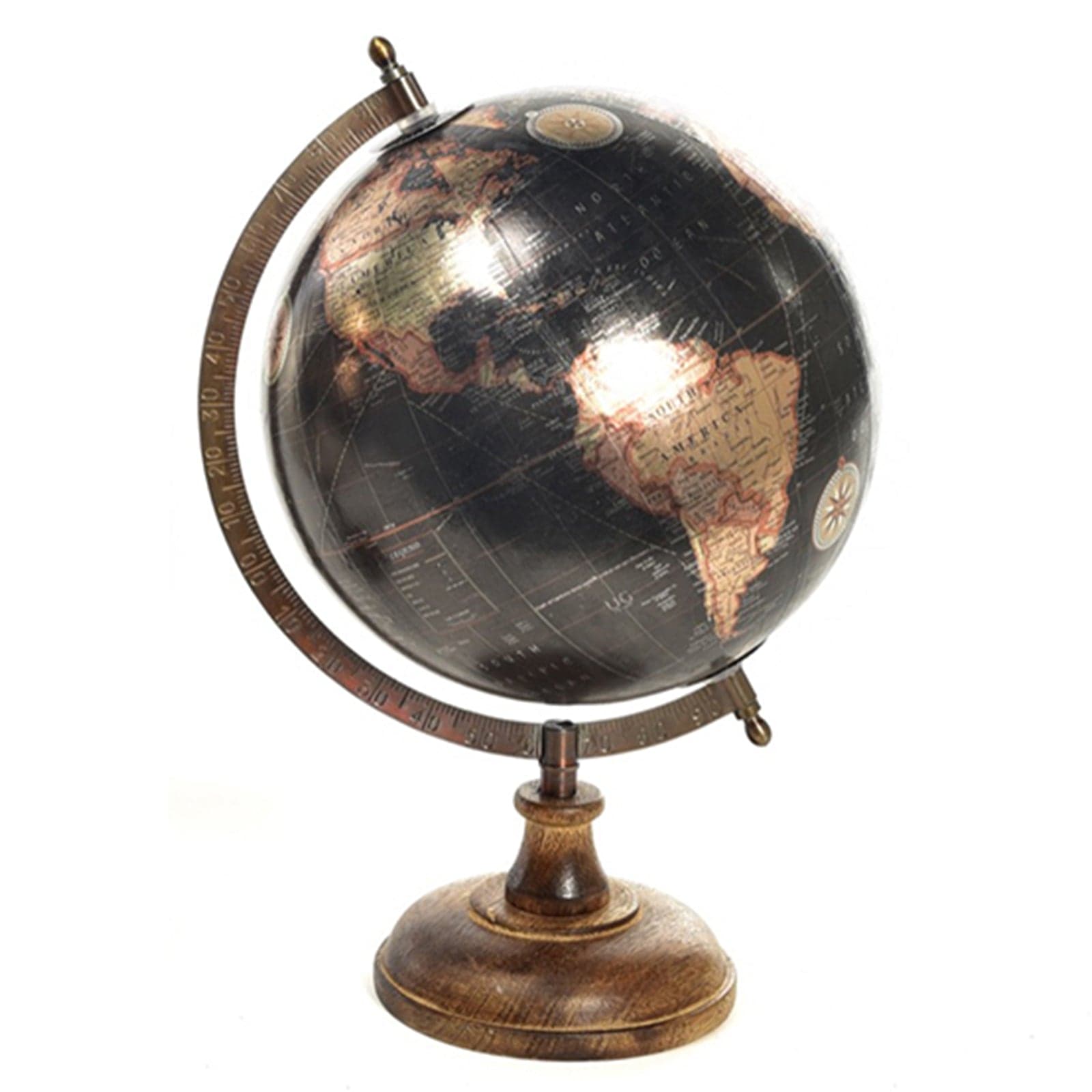 Mappamondo con piedistallo in legno decorazione per ambienti h 32,5 cm in Mappamondi Decor Space - Altamura, commercioVirtuoso.it