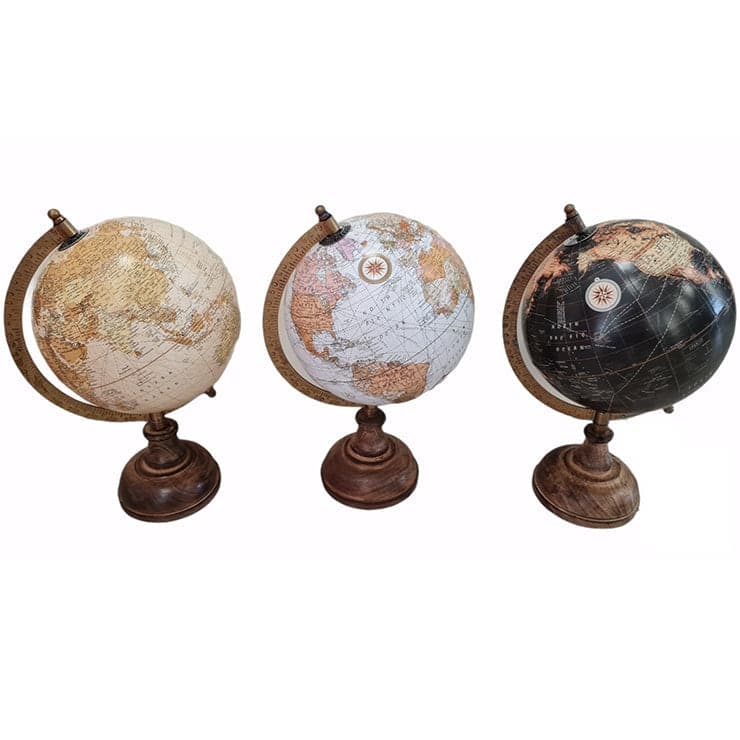 Mappamondo decorativo per scrivania con piedistallo in legno h 27.5 cm in Mappamondi Decor Space - Altamura, commercioVirtuoso.it