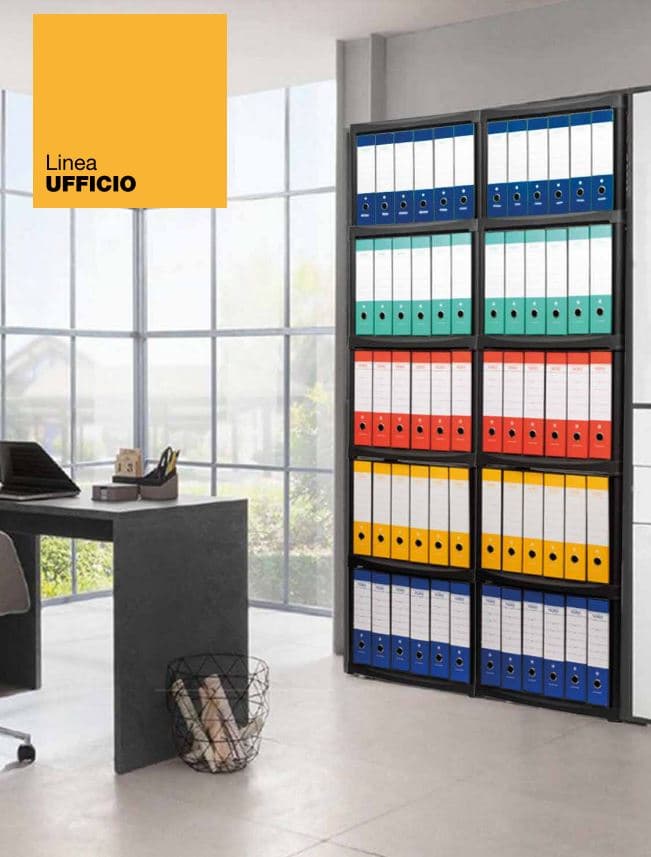 Libreria in resina con faldoni porta documenti ripiani modulari per ufficio e cameretta in Librerie Decor Space - Altamura, commercioVirtuoso.it