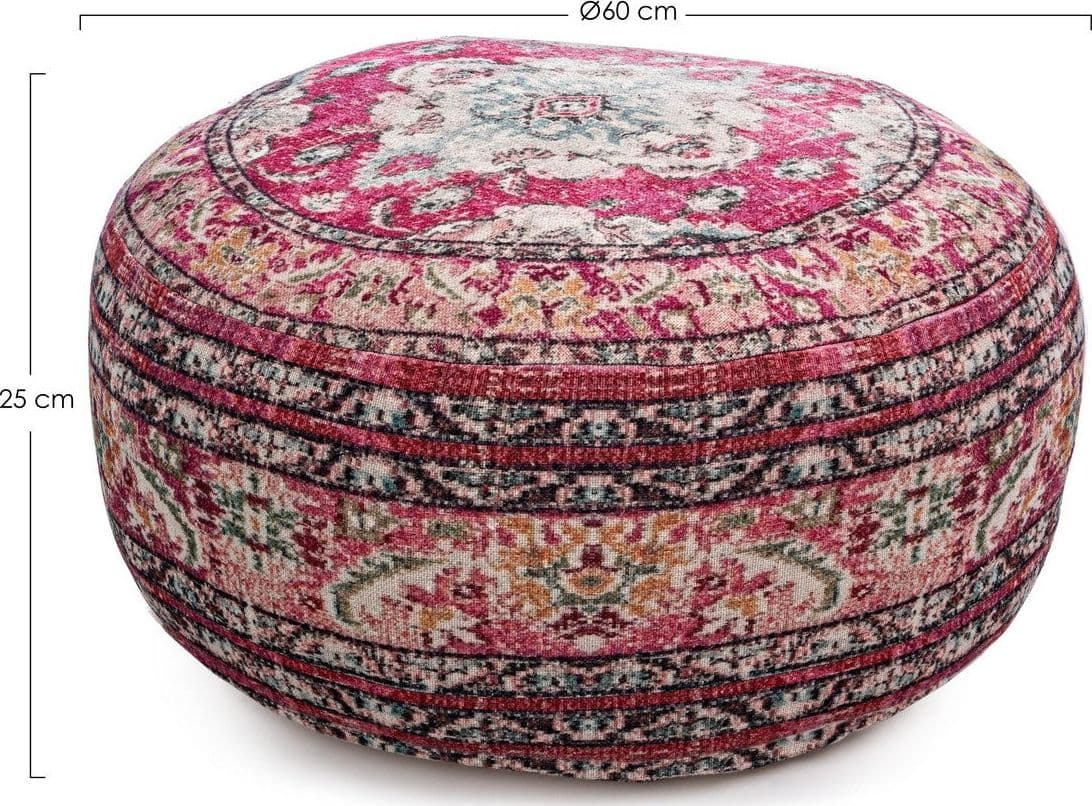 Poltrona Pouf "Tamil" per interno, con rivestimento in cotone da Ø60 x 25h cm in Ottomane e poggiapiedi Decor Space - Altamura, commercioVirtuoso.it