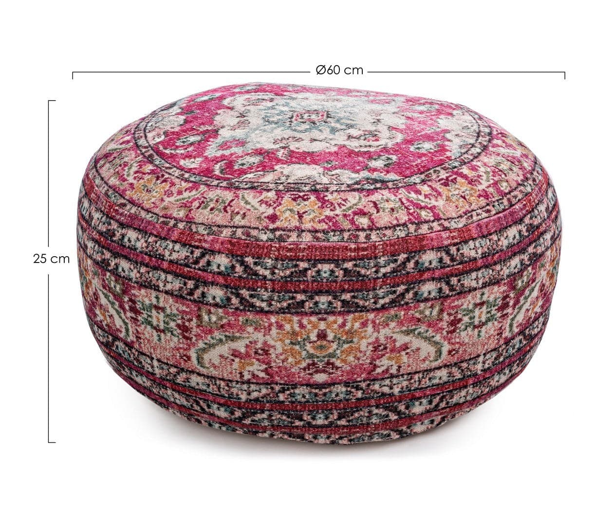 Poltrona Pouf "Tamil" per interno, con rivestimento in cotone da Ø60 x 25h cm in Ottomane e poggiapiedi Decor Space - Altamura, commercioVirtuoso.it