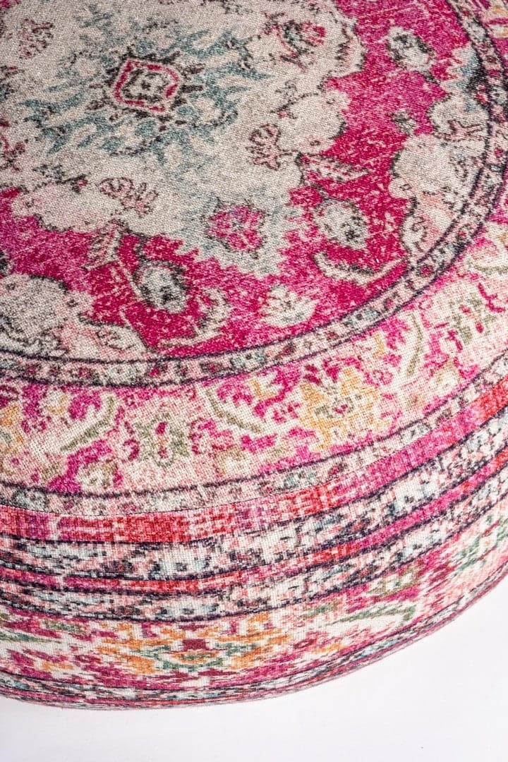 Poltrona Pouf "Tamil" per interno, con rivestimento in cotone da Ø60 x 25h cm in Ottomane e poggiapiedi Decor Space - Altamura, commercioVirtuoso.it