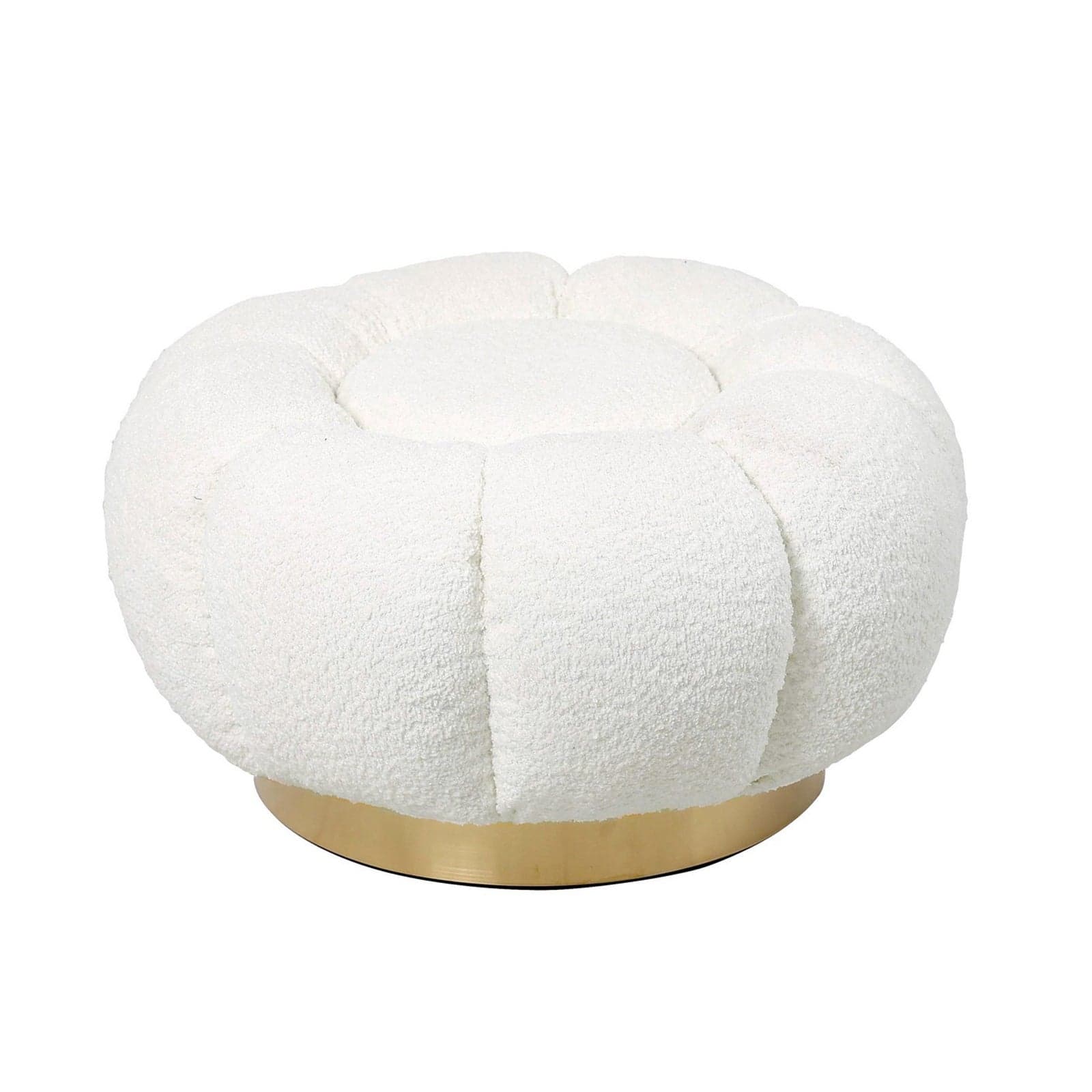Poltrona Pouf "Florel" per interno, con rivestimento effetto boucle da Ø65 x 35h cm in Ottomane e poggiapiedi Decor Space - Altamura, commercioVirtuoso.it