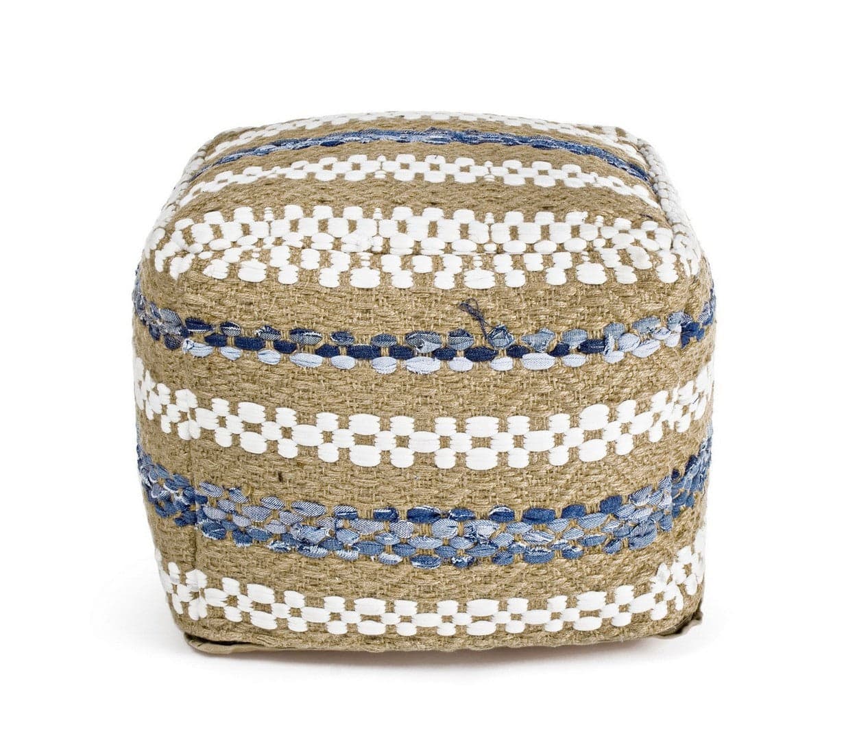 Poltrona Pouf "Gezira" per interno, con rivestimento in cotone e iuta da 45x45x35 cm in Ottomane e poggiapiedi Decor Space - Altamura, commercioVirtuoso.it