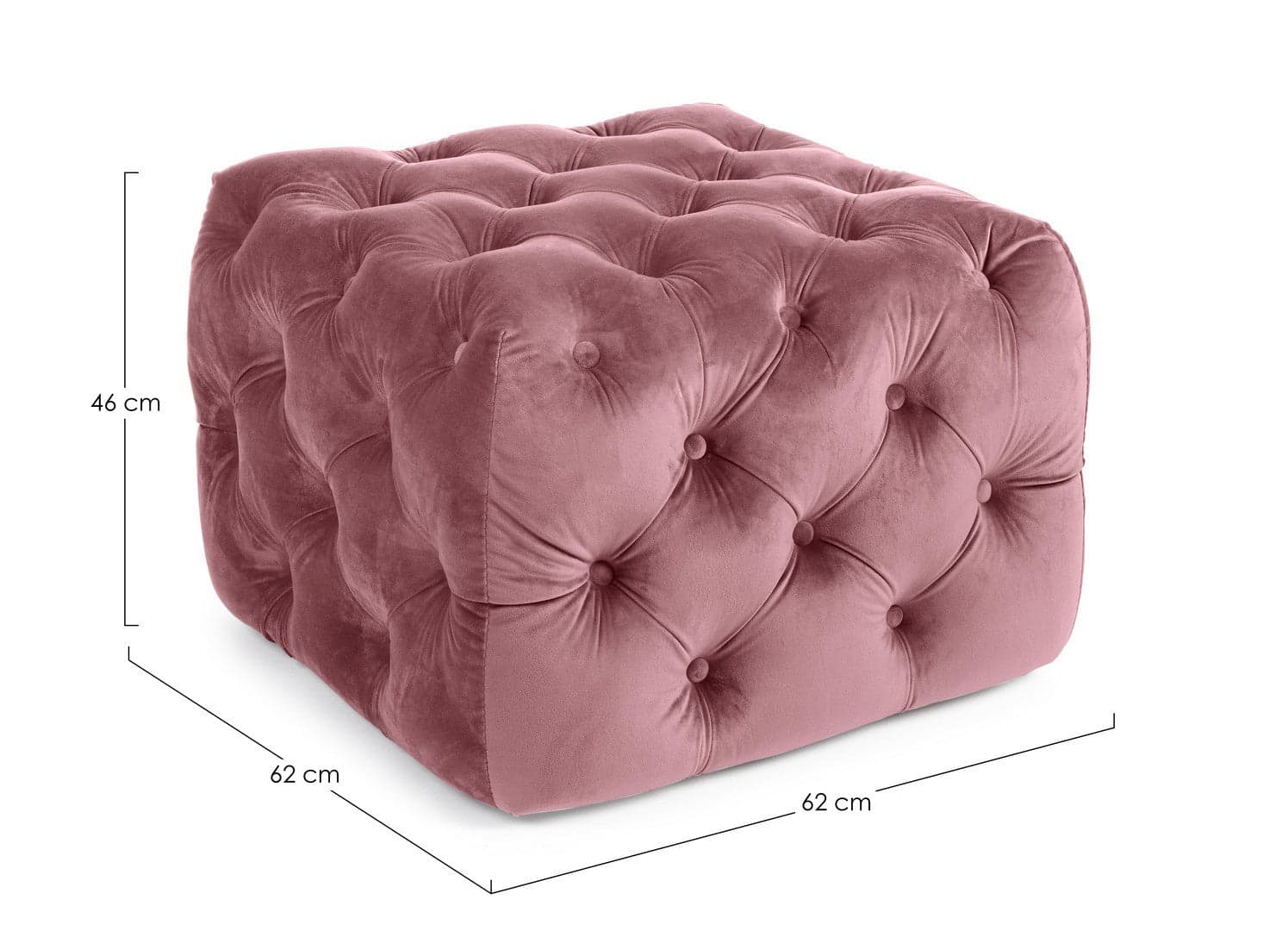 Poltrona Pouf "Evan" per interno, con struttura in legno di eucalipto e compensato da 62x62x46 cm in Ottomane e poggiapiedi Decor Space - Altamura, commercioVirtuoso.it