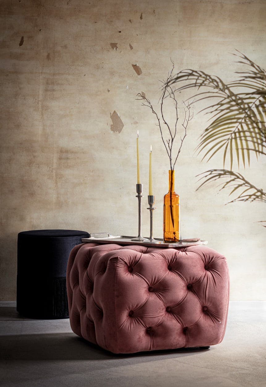 Poltrona Pouf "Evan" per interno, con struttura in legno di eucalipto e compensato da 62x62x46 cm in Ottomane e poggiapiedi Decor Space - Altamura, commercioVirtuoso.it