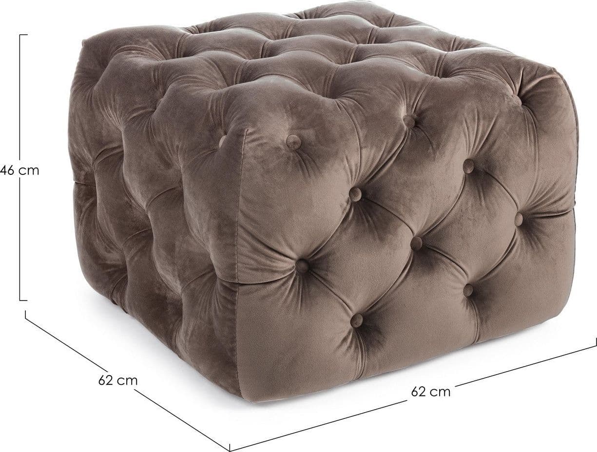 Poltrona Pouf "Evan" per interno, con struttura in legno di eucalipto e compensato da 62x62x46 cm in Ottomane e poggiapiedi Decor Space - Altamura, commercioVirtuoso.it