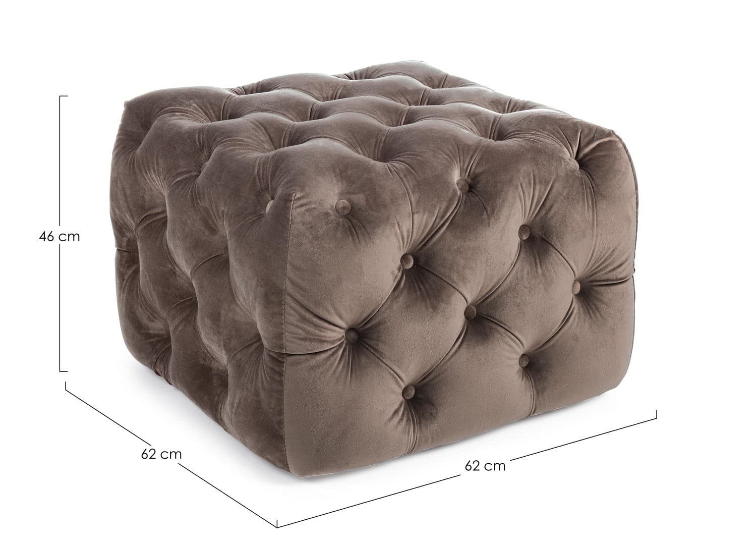Poltrona Pouf "Evan" per interno, con struttura in legno di eucalipto e compensato da 62x62x46 cm in Ottomane e poggiapiedi Decor Space - Altamura, commercioVirtuoso.it