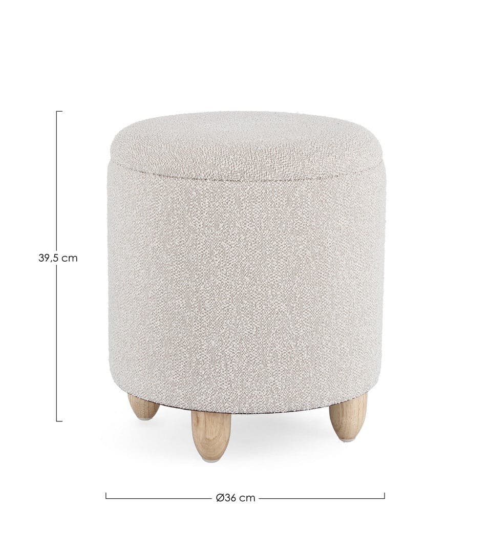 Poltrona Pouf "Zena" per interno, con struttura in mdf e compensato da Ø36 x 39.5h cm in Ottomane e poggiapiedi Decor Space - Altamura, commercioVirtuoso.it