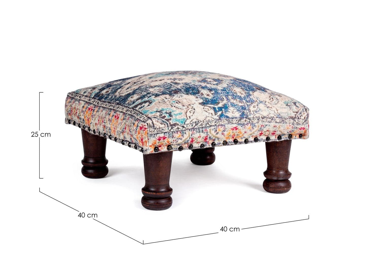 Poltrona Pouf "Tamil" per interno, con struttura in legno mango e rivestimento in cotone da 40x40x25cm in Ottomane e poggiapiedi Decor Space - Altamura, commercioVirtuoso.it