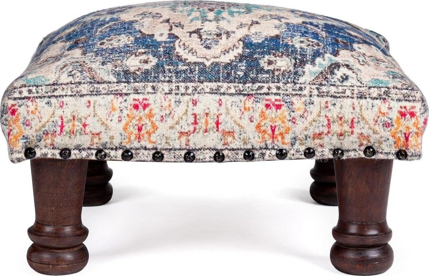 Poltrona Pouf "Tamil" per interno, con struttura in legno mango e rivestimento in cotone da 40x40x25cm in Ottomane e poggiapiedi Decor Space - Altamura, commercioVirtuoso.it