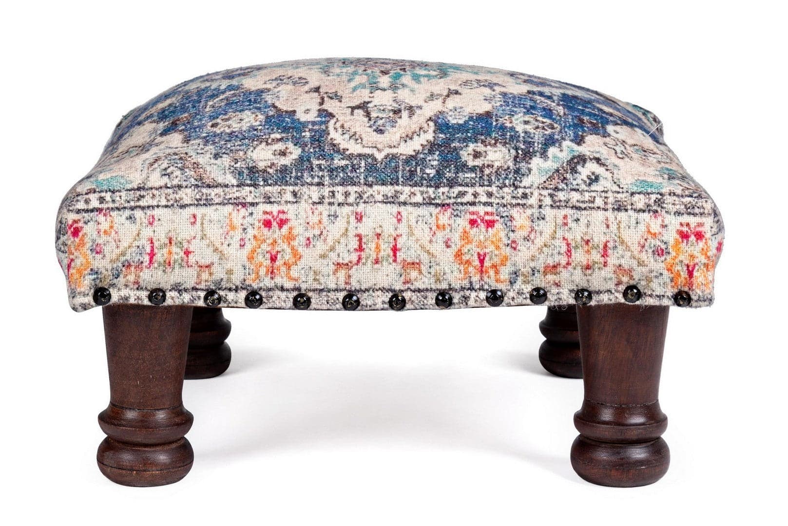 Poltrona Pouf "Tamil" per interno, con struttura in legno mango e rivestimento in cotone da 40x40x25cm in Ottomane e poggiapiedi Decor Space - Altamura, commercioVirtuoso.it