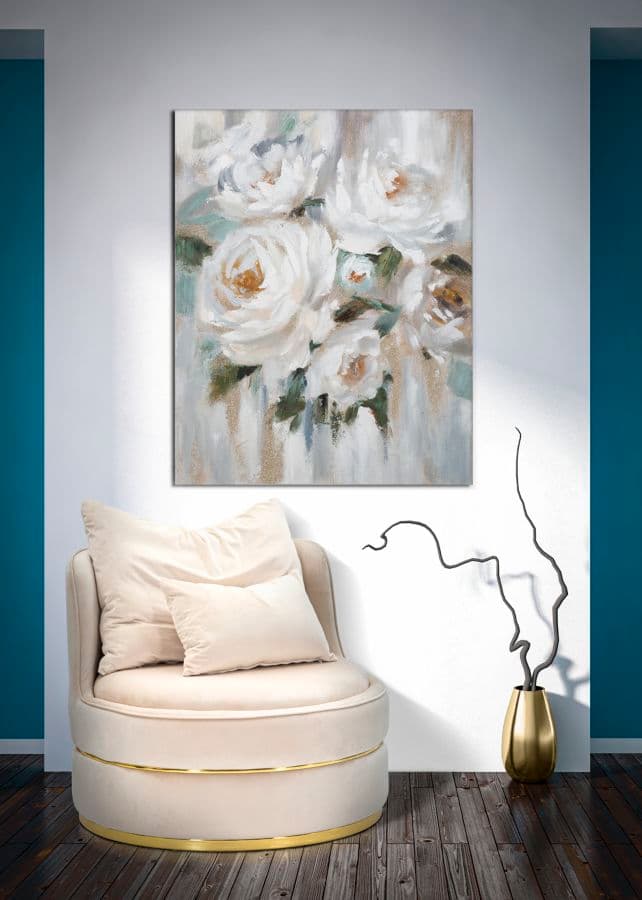 Dipinto su tela Crem Flower con intelaiatura in legno per decorazioni ambienti in Poster e stampe Decor Space - Altamura, commercioVirtuoso.it